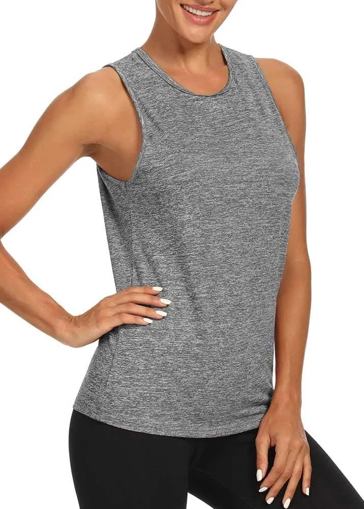 Mippo Workout Tops for Women Open Back Yoga Shirts Tank Tops Athletic Tops Gym Workout Clothes