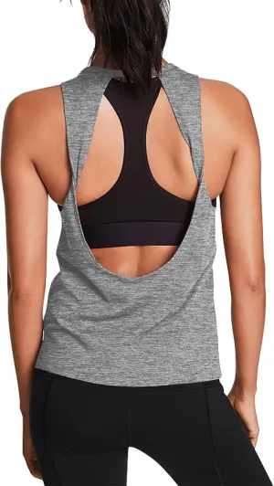 Mippo Workout Tops for Women Open Back Yoga Shirts Tank Tops Athletic Tops Gym Workout Clothes