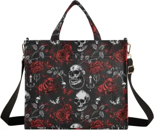 MNSRUU Corduroy Tote Bag for Women Gothic Skull Crossbody Tote