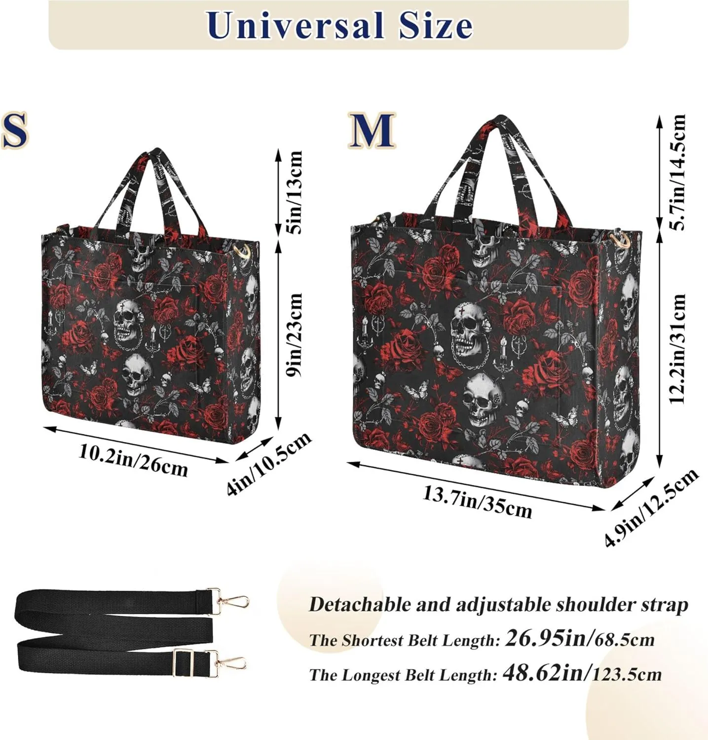 MNSRUU Corduroy Tote Bag for Women Gothic Skull Crossbody Tote