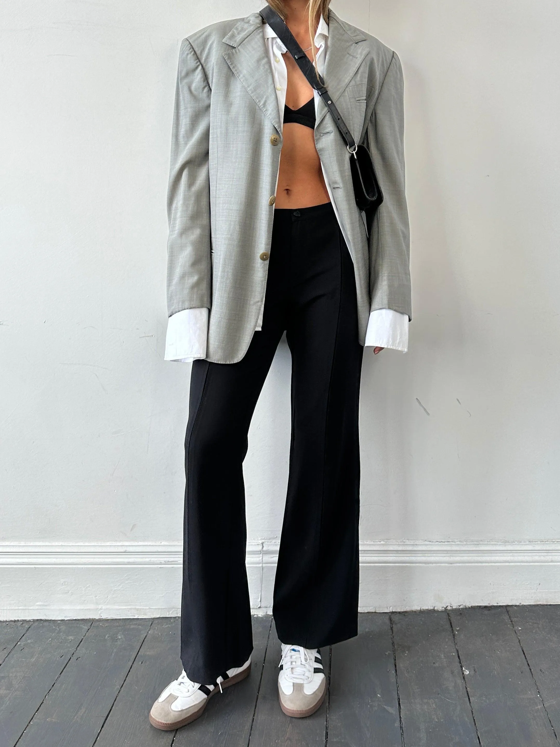 Moschino Jeans Virgin Wool Low Waist Flared Trousers - W34/UK 12