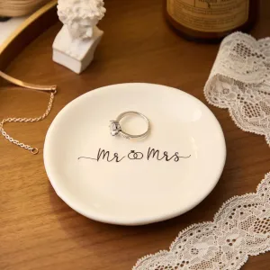 Mr & Mrs Jewelry Dish Ring Gift Circle Ceramic Jewelry Plate Ring Dish Ceramic Jewelry Tray Engagement Ring Tray Wedding Ring Holder Trinket Dish