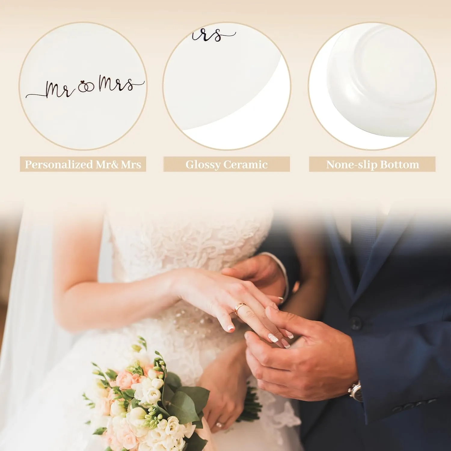 Mr & Mrs Jewelry Dish Ring Gift Circle Ceramic Jewelry Plate Ring Dish Ceramic Jewelry Tray Engagement Ring Tray Wedding Ring Holder Trinket Dish