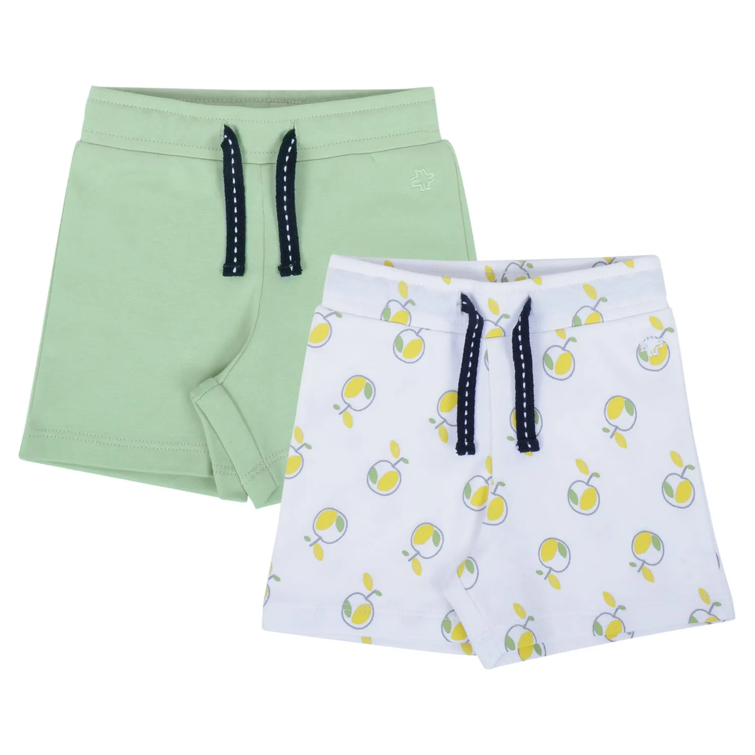 My Milestones Shorts - White Apples / Sage Green- 2 Pc Pack