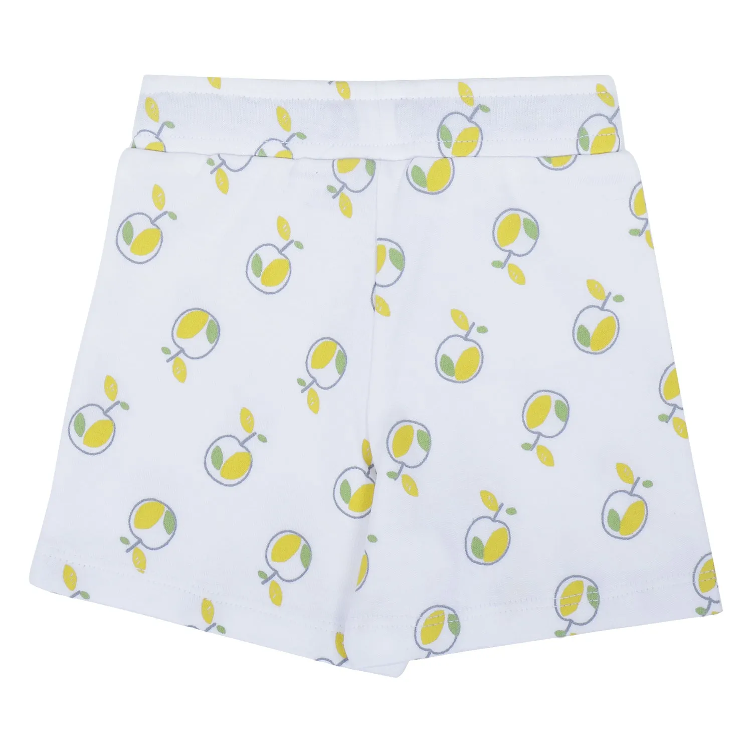 My Milestones Shorts - White Apples / Sage Green- 2 Pc Pack