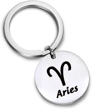 MYOSPARK Zodiac Sign Keychain Double Sided Jewelry Astrology Keychain Christmas Gift Constellation Jewelry