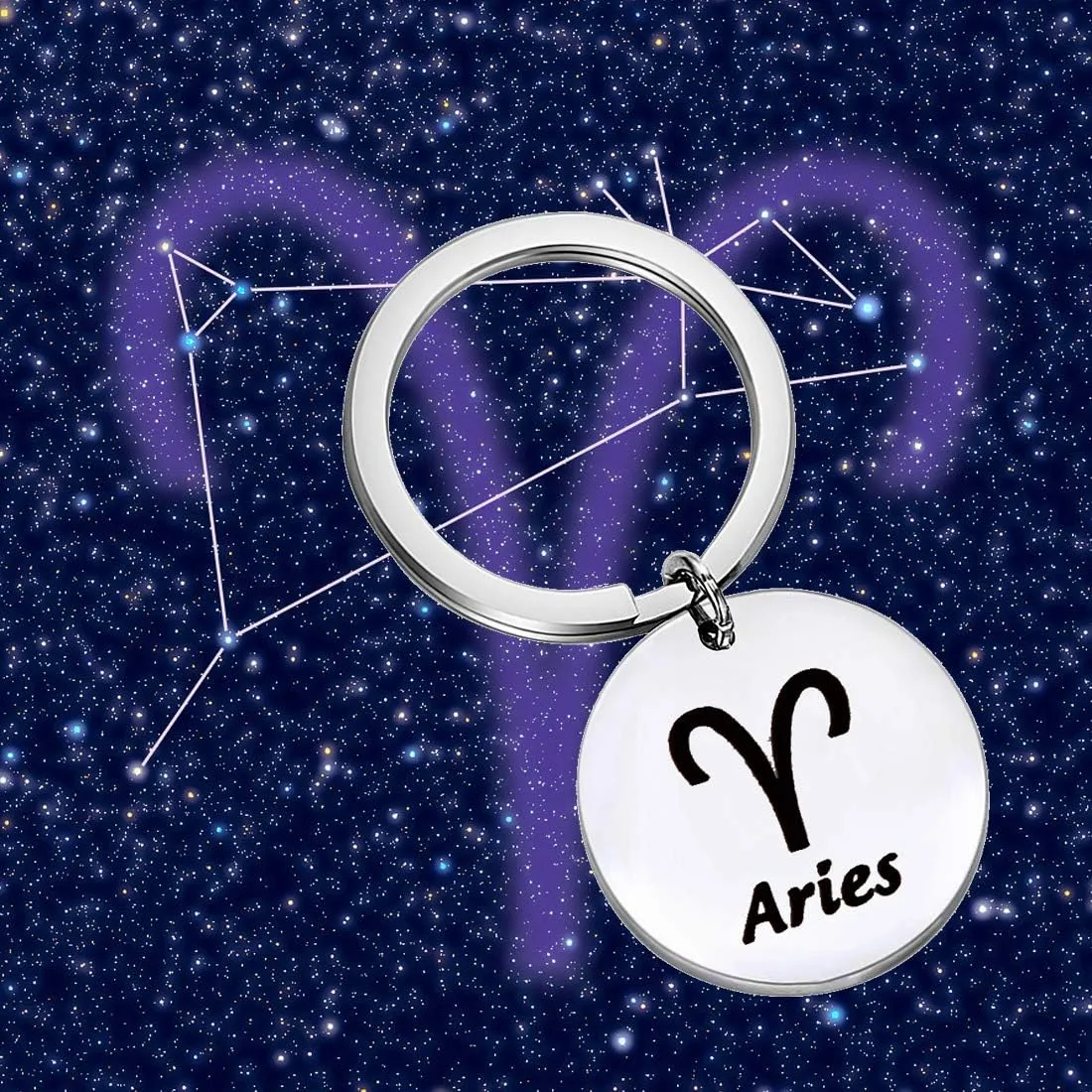 MYOSPARK Zodiac Sign Keychain Double Sided Jewelry Astrology Keychain Christmas Gift Constellation Jewelry
