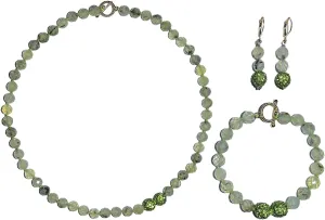 Natural Gemstone Handmade Bead Jewelry Set for Women Necklace Earring and Bracelet Set Boho Collar Jewelry Dangle Earrings Clasp Metal Fashion Jewelry Set