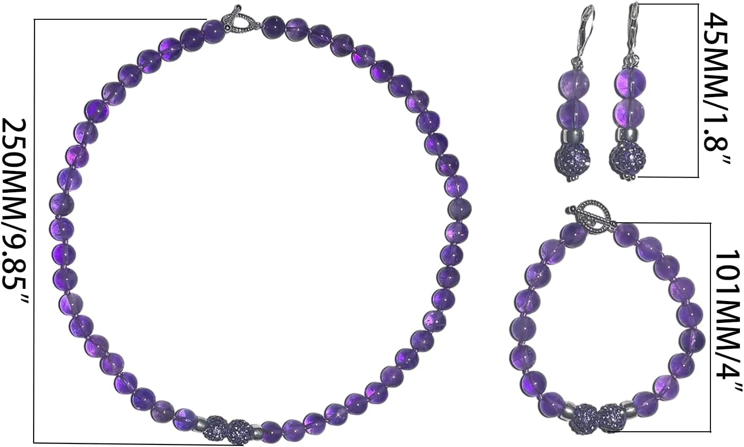 Natural Gemstone Handmade Bead Jewelry Set for Women Necklace Earring and Bracelet Set Boho Collar Jewelry Dangle Earrings Clasp Metal Fashion Jewelry Set