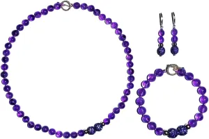 Natural Gemstone Handmade Bead Jewelry Set for Women Necklace Earring and Bracelet Set Boho Collar Jewelry Dangle Earrings Clasp Metal Fashion Jewelry Set