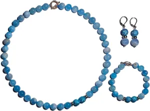 Natural Gemstone Handmade Bead Jewelry Set for Women Necklace Earring and Bracelet Set Boho Collar Jewelry Dangle Earrings Clasp Metal Fashion Jewelry Set