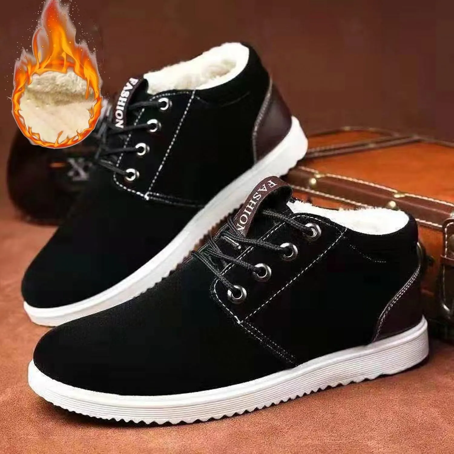 New Winter Men's Snow Boots Men's Cotton Shoes Velvet Thickening Warm Casual Hiking Boots Shoes Mens Casual Comfortable