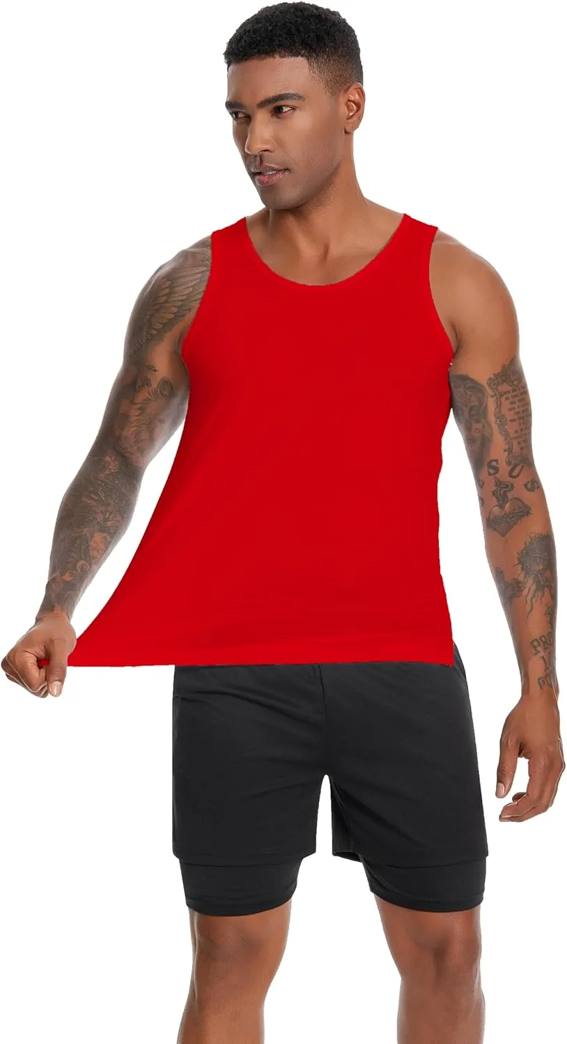 Nutria Mens Cotton Tank Tops 3 Pack Sleeveless Jersey Casual Classic T Shirts Crew Neck Summer Tees Multicolor U02