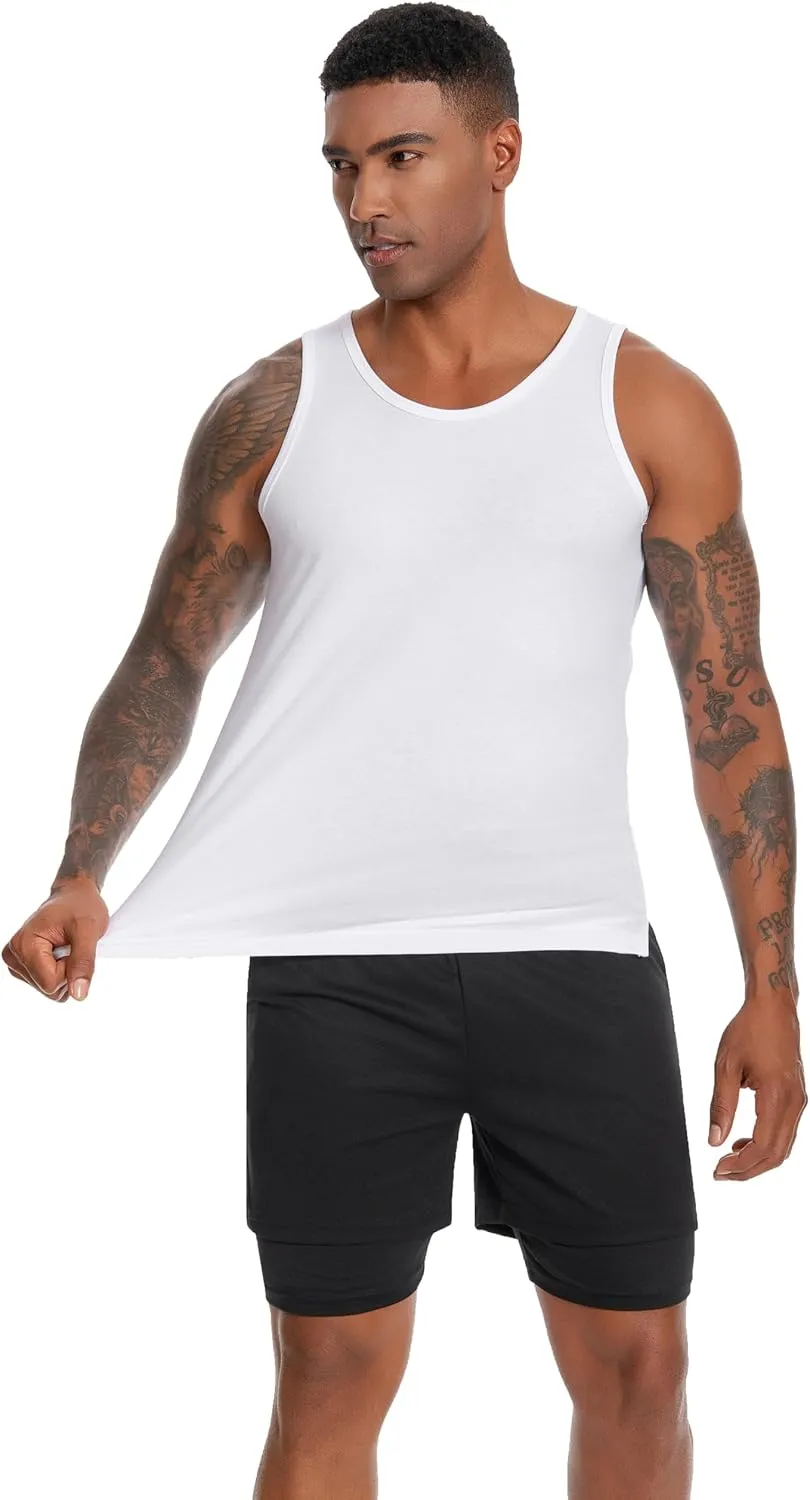 Nutria Mens Cotton Tank Tops 3 Pack Sleeveless Jersey Casual Classic T Shirts Crew Neck Summer Tees Multicolor U02