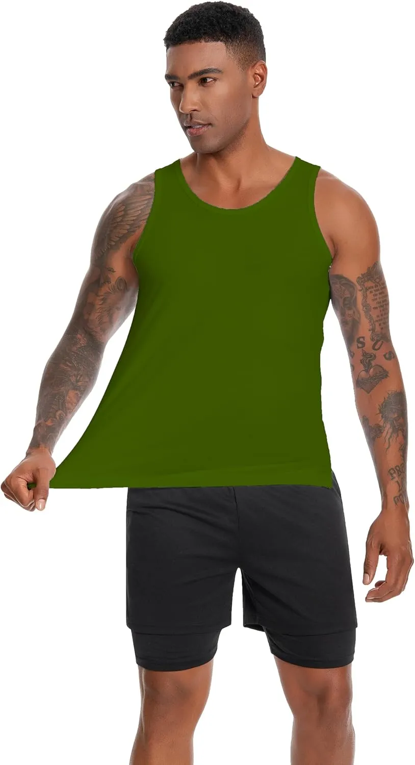 Nutria Mens Cotton Tank Tops 3 Pack Sleeveless Jersey Casual Classic T Shirts Crew Neck Summer Tees Multicolor U02