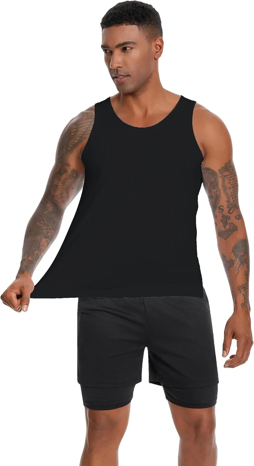 Nutria Mens Cotton Tank Tops 3 Pack Sleeveless Jersey Casual Classic T Shirts Crew Neck Summer Tees Multicolor U02