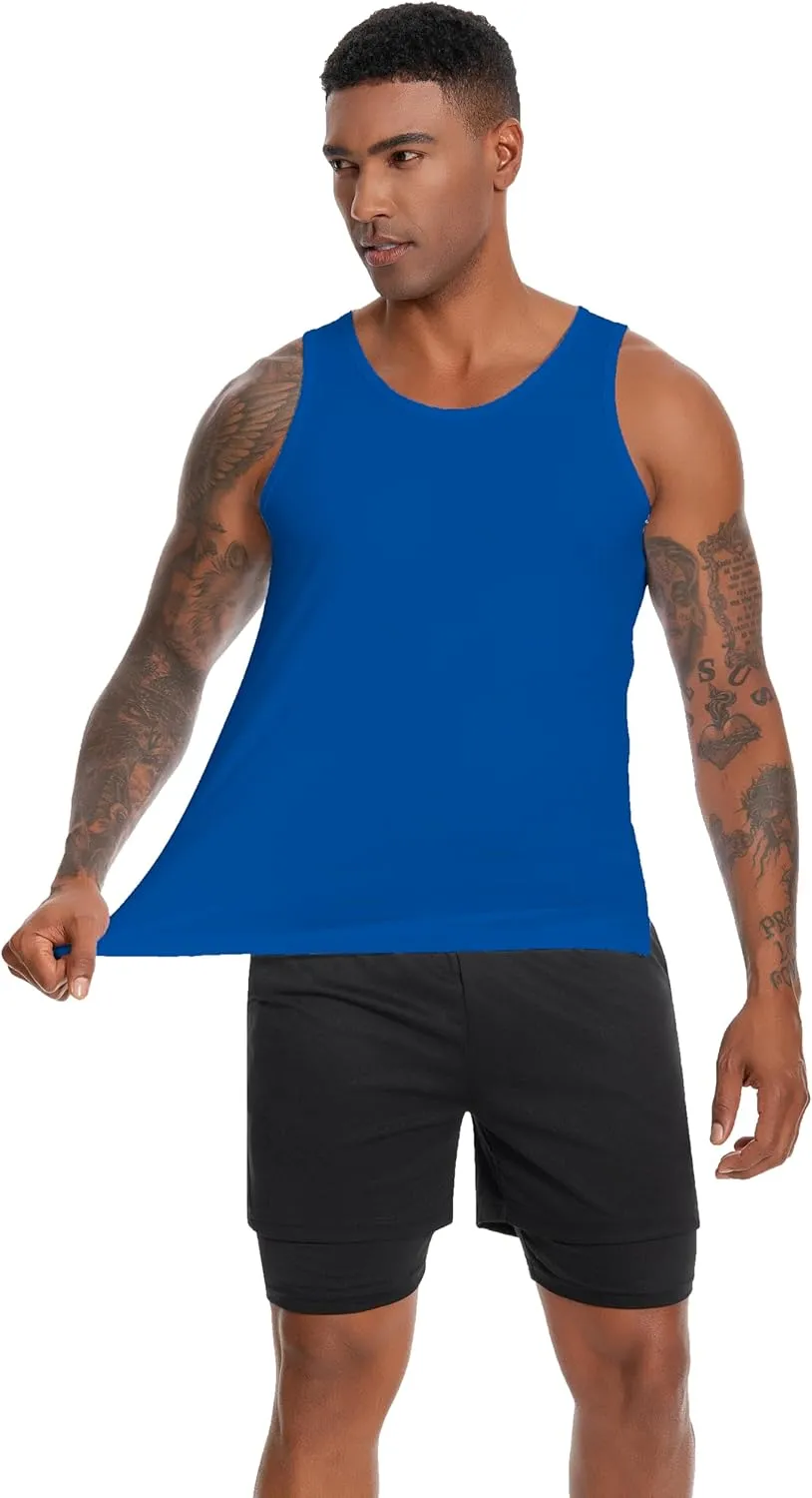 Nutria Mens Cotton Tank Tops 3 Pack Sleeveless Jersey Casual Classic T Shirts Crew Neck Summer Tees Multicolor U02
