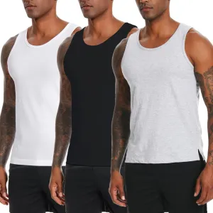 Nutria Mens Cotton Tank Tops 3 Pack Sleeveless Jersey Casual Classic T Shirts Crew Neck Summer Tees Multicolor U02