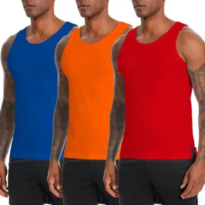 Nutria Mens Cotton Tank Tops 3 Pack Sleeveless Jersey Casual Classic T Shirts Crew Neck Summer Tees Multicolor U02
