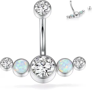 PEAKLINK Belly Button Ring 10mm 14G Belly Jewelry Titanium Navel Ring Internally Threaded Belly Barbell Navel Jewelry Navel Belly Piercing Jewelry for Women