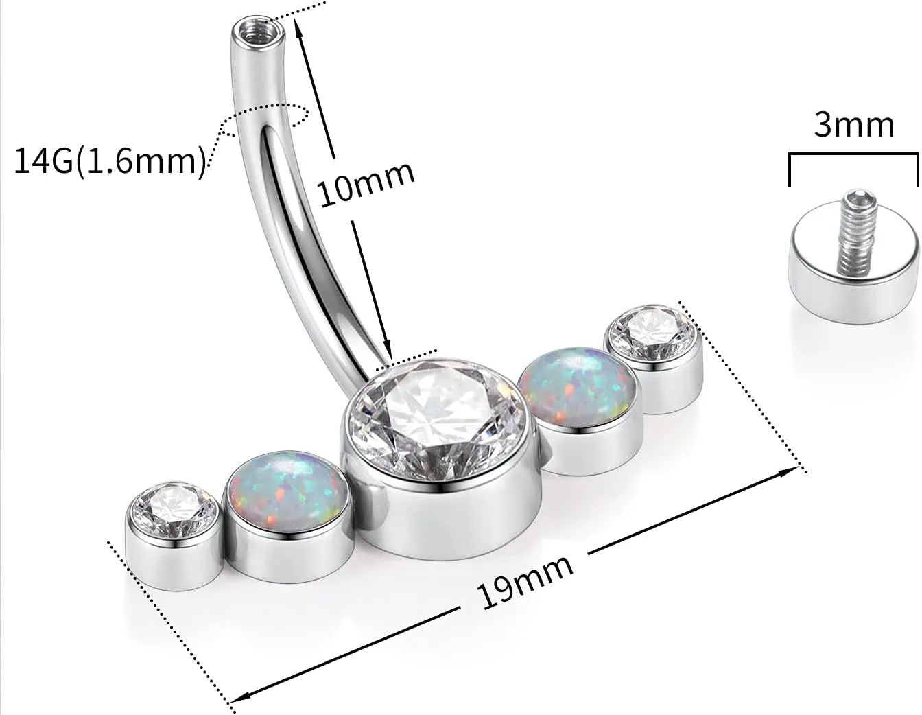 PEAKLINK Belly Button Ring 10mm 14G Belly Jewelry Titanium Navel Ring Internally Threaded Belly Barbell Navel Jewelry Navel Belly Piercing Jewelry for Women