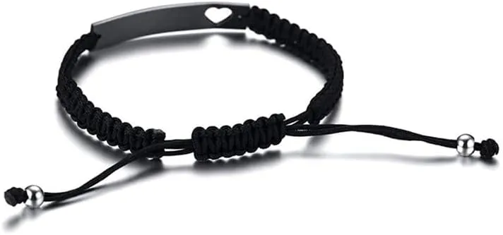 Personalized Braided Couples Bracelets Matching Heart Bracelets for Couples Relationship Bracelets Custom Engraved Infinity Pinky Promise Bracelet for Him and Her