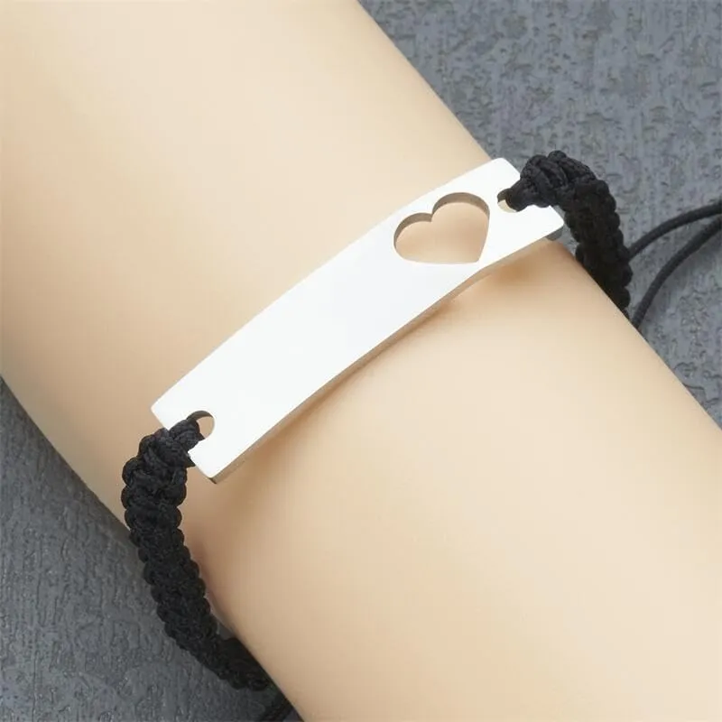 Personalized Braided Couples Bracelets Matching Heart Bracelets for Couples Relationship Bracelets Custom Engraved Infinity Pinky Promise Bracelet for Him and Her