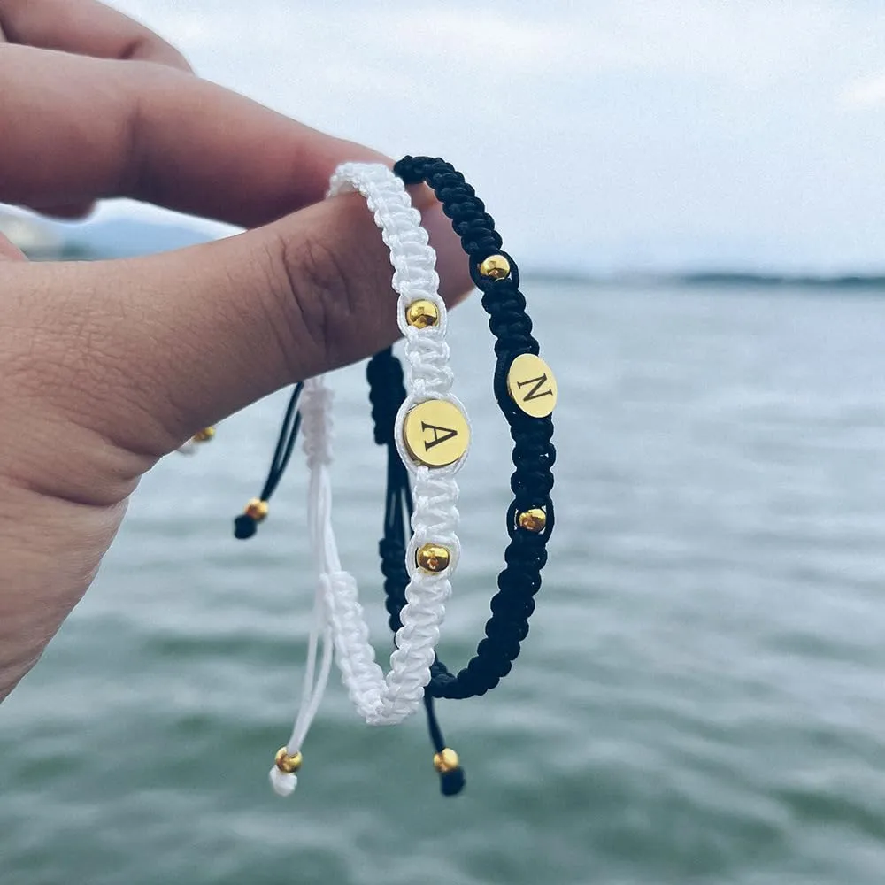 Personalized Couples Bracelets Initial Letter Matching Bracelets for Couples His and Her Bracelets for Couples Wife Husband Long Distance Gifts