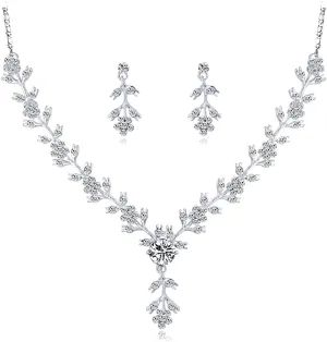 PRINCESS BRIDE Women Jewelry Set Silver Vintage Rhinestone Crystal Bridesmaid Jewelry Set for Wedding Choker Necklace and Earring Set Sparkle Prom Jewelry (A19)