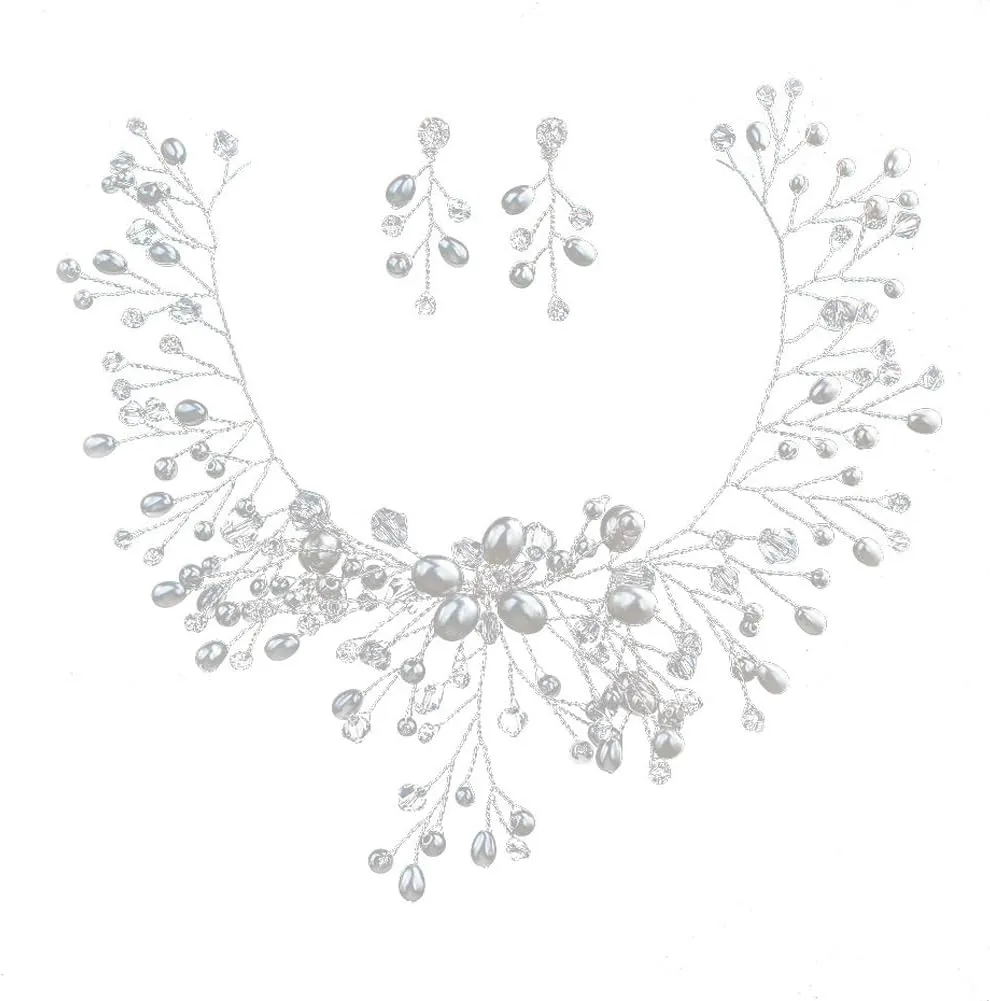 PRINCESS BRIDE Women Jewelry Set Silver Vintage Rhinestone Crystal Bridesmaid Jewelry Set for Wedding Choker Necklace and Earring Set Sparkle Prom Jewelry (A8)