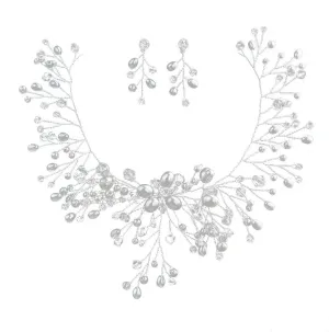 PRINCESS BRIDE Women Jewelry Set Silver Vintage Rhinestone Crystal Bridesmaid Jewelry Set for Wedding Choker Necklace and Earring Set Sparkle Prom Jewelry (A8)