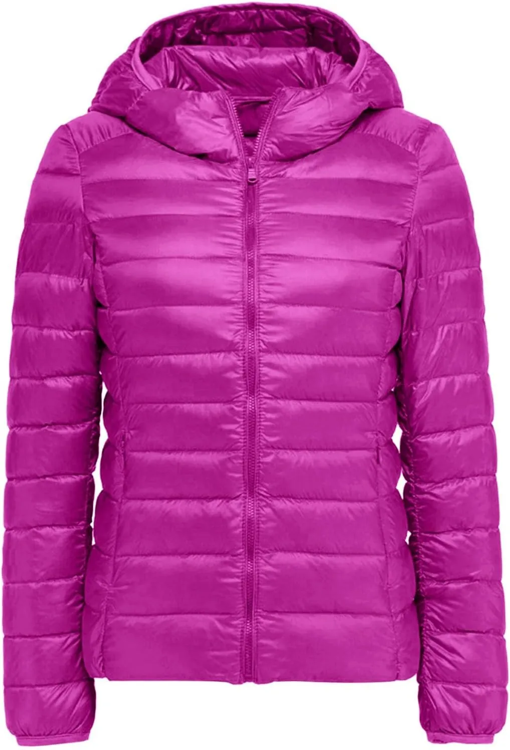 Quilted Jackets for Women Warm Hooded Down Jacket Packable Short Fall Jacket Zip Hooded Winter Coats with Pockets
