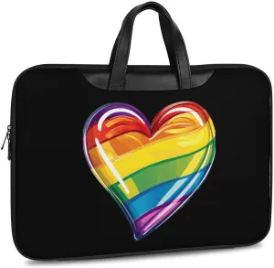 Rainbow LGBT Prideful Flag Heart Laptop Tote Bag Waterproof Computer Carrying Case Business Office Briefcase