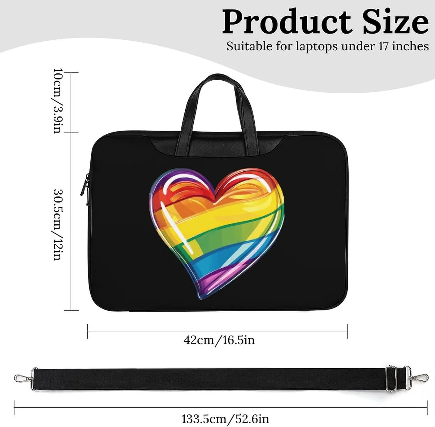 Rainbow LGBT Prideful Flag Heart Laptop Tote Bag Waterproof Computer Carrying Case Business Office Briefcase