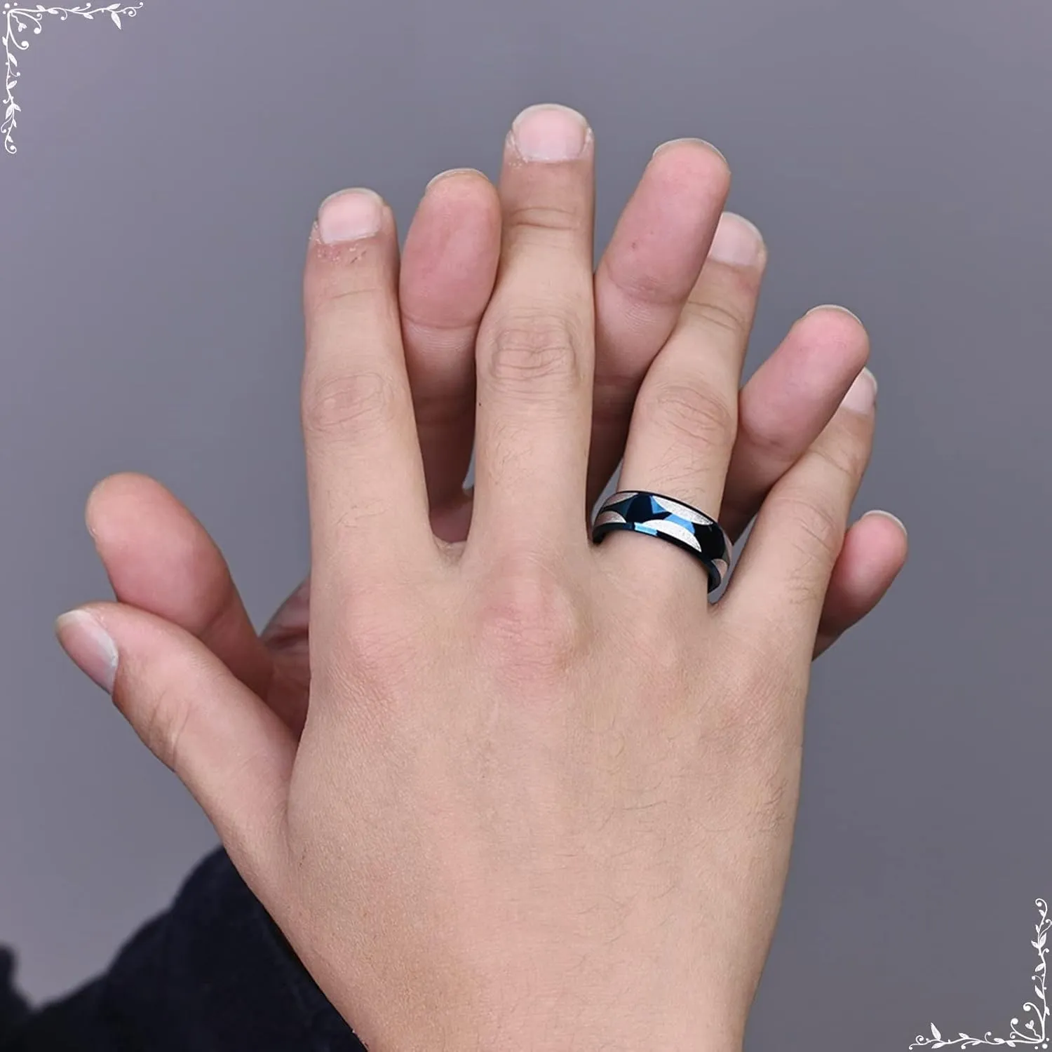 Rings Men Aesthetic, Bicolor Women's Rings Jewelry, Stainless-Steel Matching Rings Jewelry Wedding