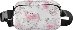 Rose Blossom Flower Bouquet Fanny Packs for Women Girls Crossbody Bags Everywhere Belt Bag with Adjustable Strap Fashion Waist Pack for Daily Running Travel