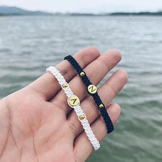ROSI Personalized Couple Bracelets Custom Matching Bracelets for Couples Engraving Name Braided Rope Wrist Couples Bracelets for Him and Her Personalized gifts for Christmas, Relationship, Anniversary