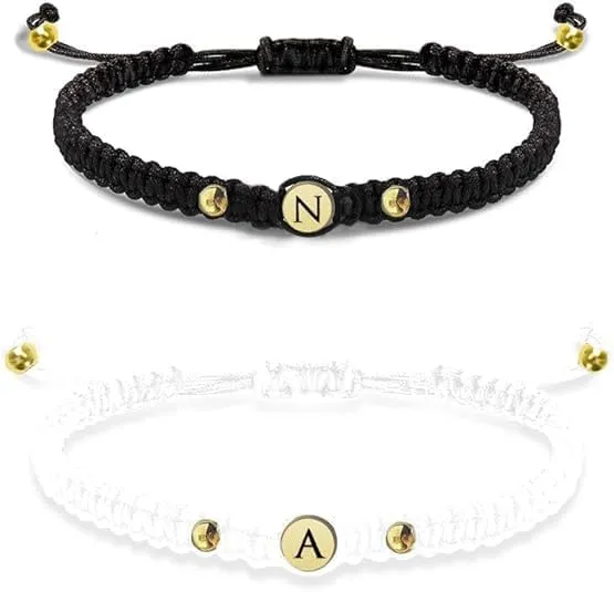 ROSI Personalized Couple Bracelets Custom Matching Bracelets for Couples Engraving Name Braided Rope Wrist Couples Bracelets for Him and Her Personalized gifts for Christmas, Relationship, Anniversary