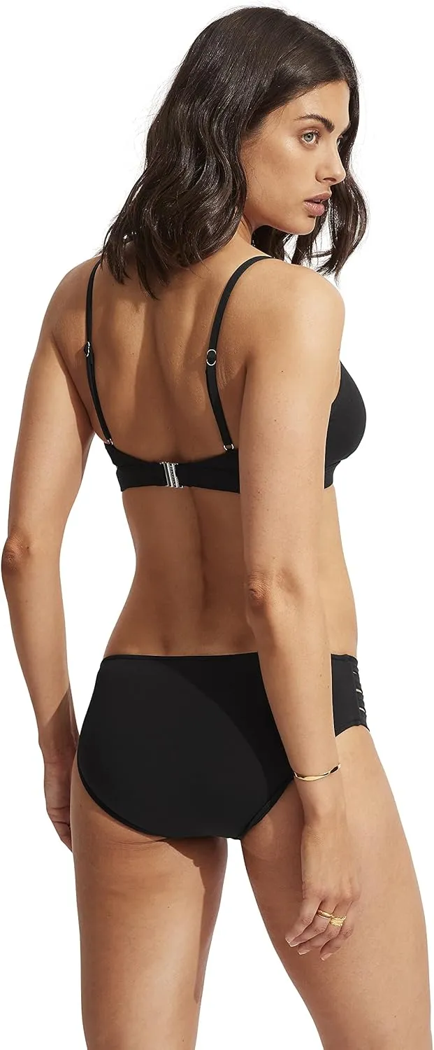 Seafolly Women's Active Hybrid Bralette Bikini Top Swimsuit with Center Keyhole Detail