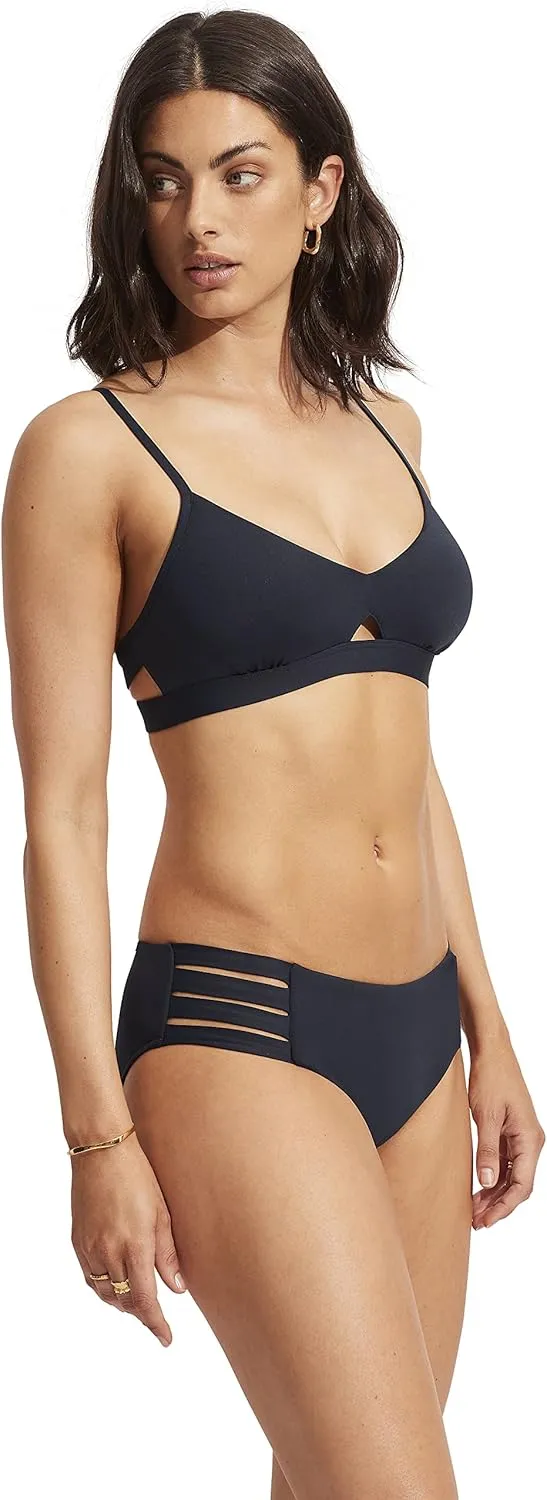 Seafolly Women's Active Hybrid Bralette Bikini Top Swimsuit with Center Keyhole Detail