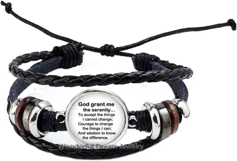 Serenity Prayer Bracelet,Serenity Prayer Jewelry, Serenity Prayer Black White Religious Jewelry, Inspirational BraceletPU032