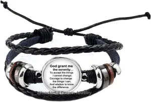 Serenity Prayer Bracelet,Serenity Prayer Jewelry, Serenity Prayer Black White Religious Jewelry, Inspirational BraceletPU032