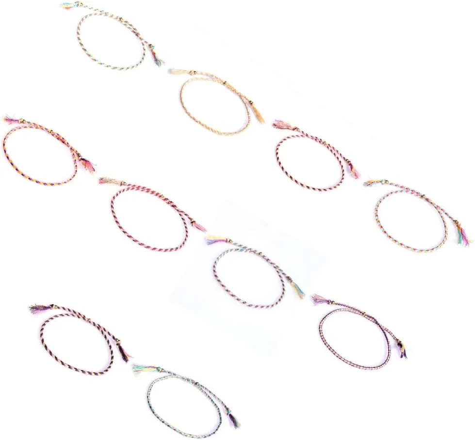 Set of 10 Handmade Cotton Bracelets Friendship Bracelets Adjustable Anklets Colorful Cotton Thread Bracelets for Woman