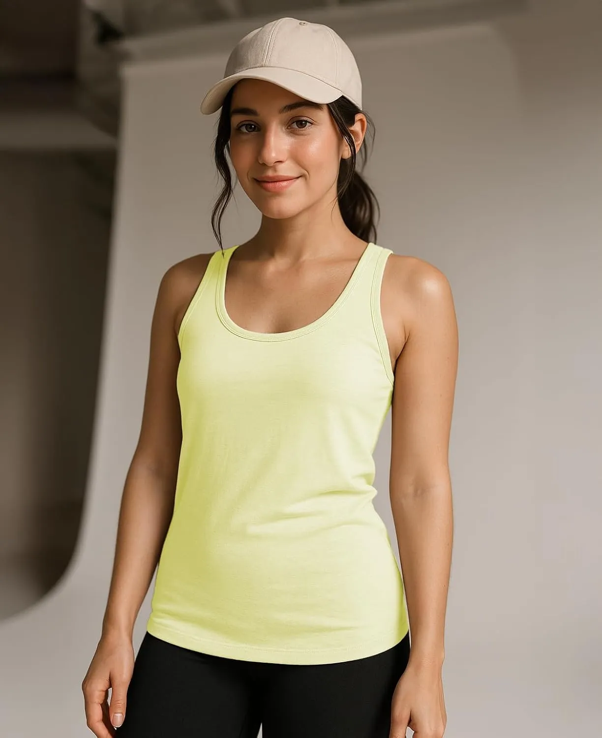 Sexy Basics Women's 5 Pack Racerback PowerFlex Tank Tops/Cotton -Spandex Stretch Color Tank Tops