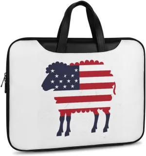 Sheep in American Flag USA Laptop Tote Bag Waterproof Computer Carrying Case Business Office Briefcase