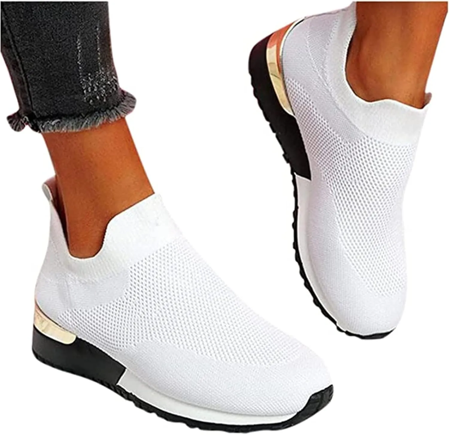 Shoes For Women Sneakers Trendy Slip On Walking Running Shoes Breathable Lightweight Athletic Workout Tennis Gym Sneakers
