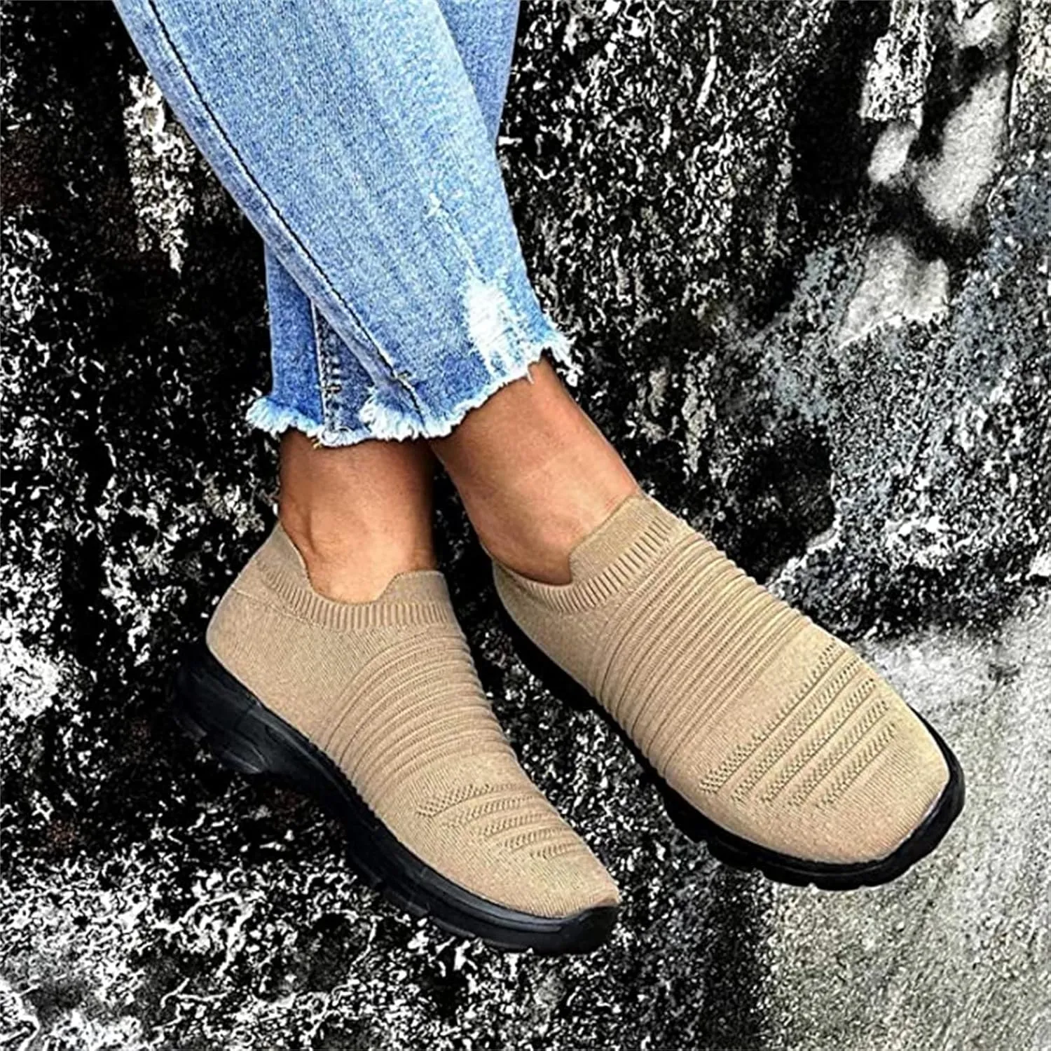 Shoes For Women Trendy Sneakers Slip On Running Shoes Lightweight Tennis Shoes Non Slip Fashion Breathable Gym Workout Shoes