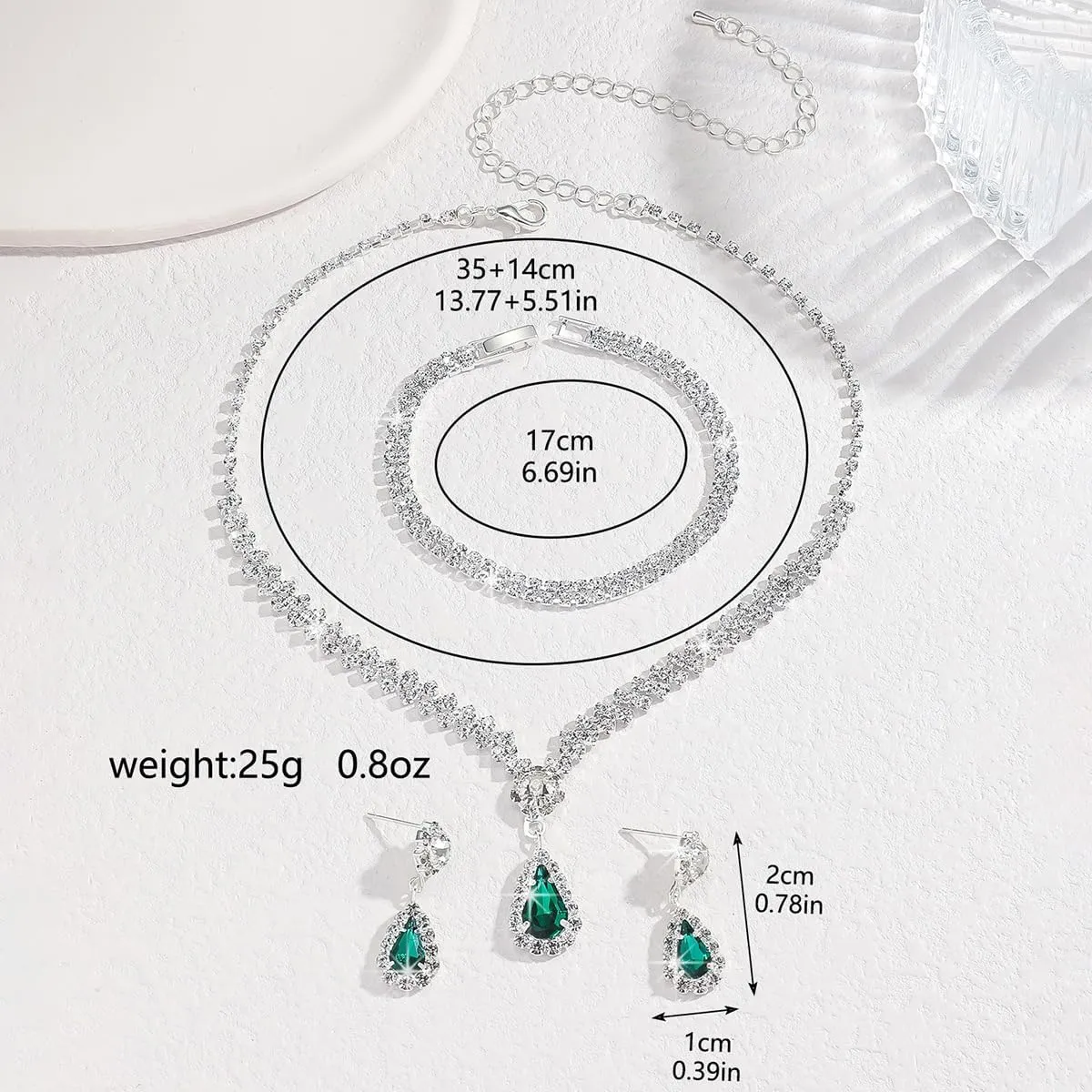 Silver Jewelry Set for Prom,Elegant Prom Jewelry Set Crystal Rhinestone Necklace Earrings Bracelet Brides Wedding Prom Dresses Costume Jewelry Accessories for Women