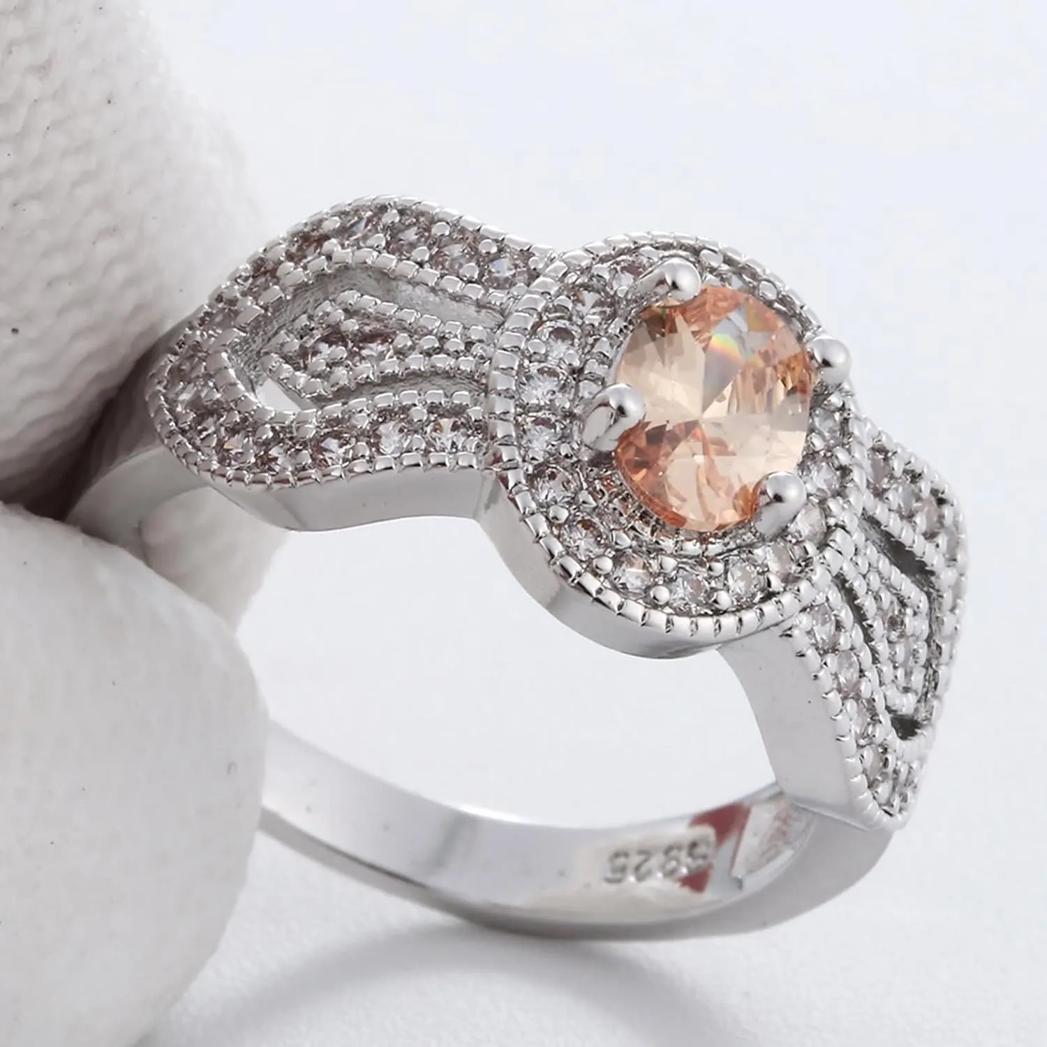 Simple Wedding Band, Ring Jewelry Wedding Knot with Cubic Zirconia Silver Women Fashion Jewelry