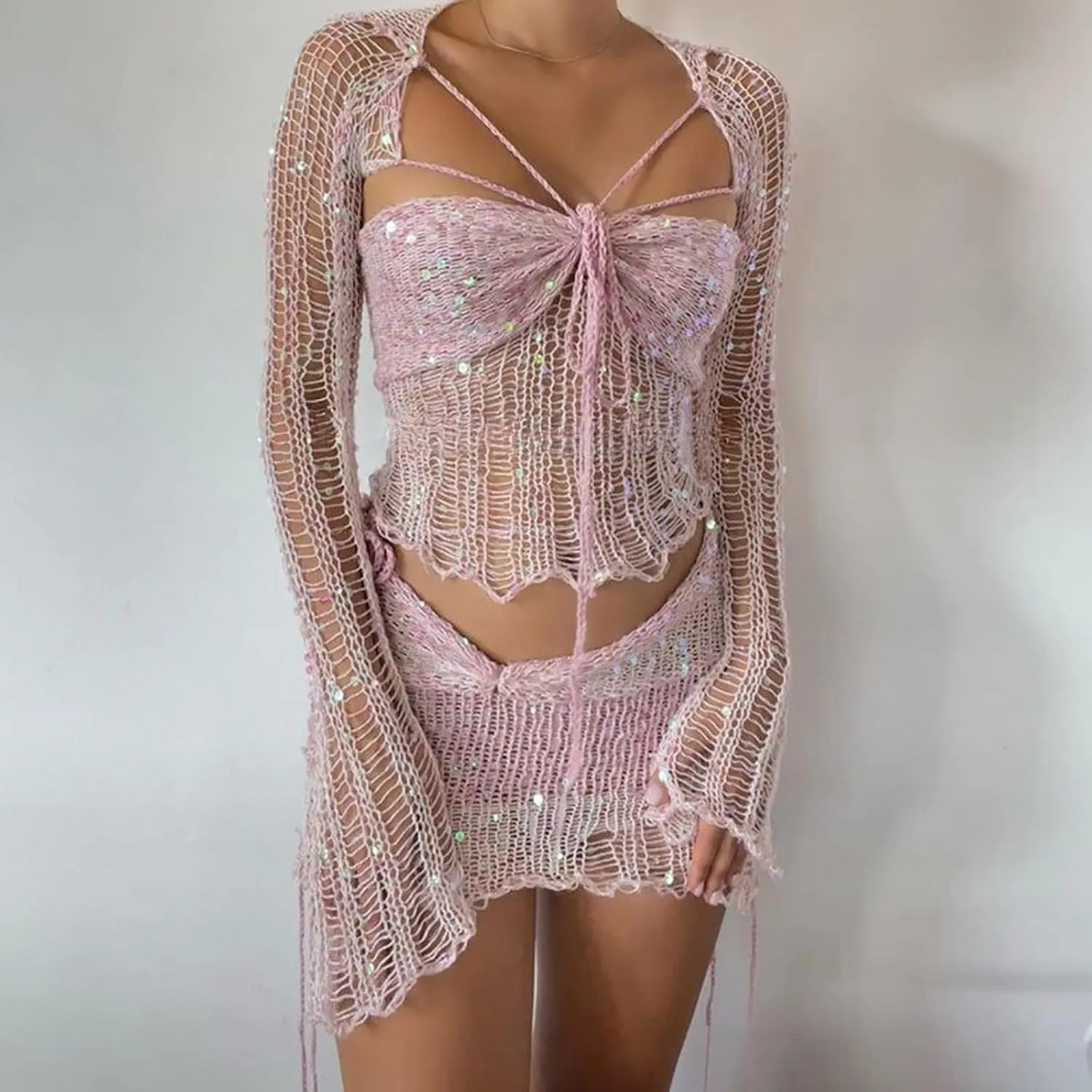 Skirt Sets for Ladies Top Skorts Swimwear Kimono Coverup Sets Women